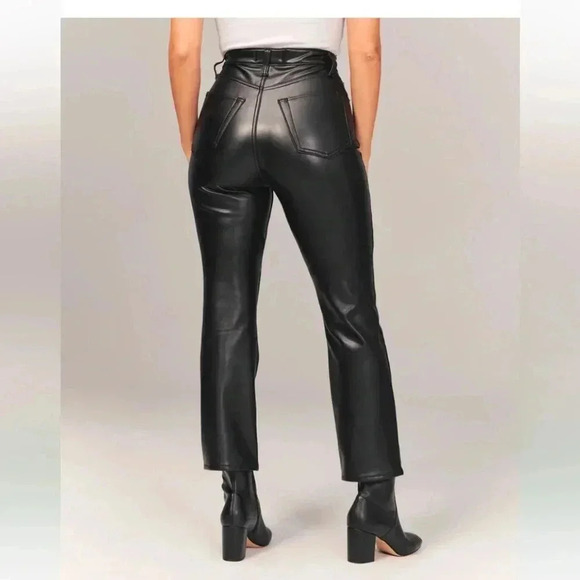 Abercrombie & Fitch Ankle Straight Ultra High Rise Vegan Leather Denim 37 24W - Picture 3 of 14